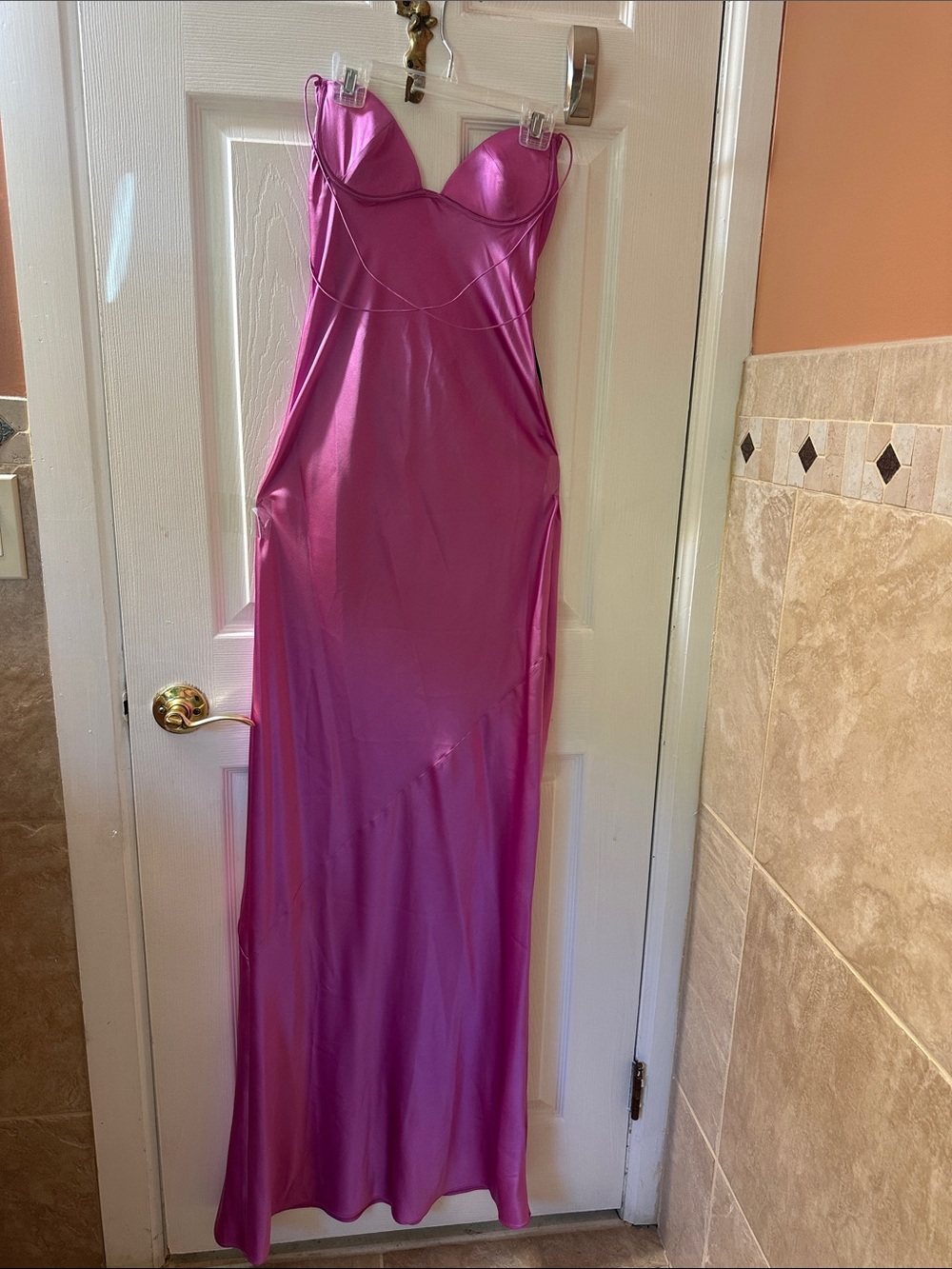 SER.O.YA Pink Silk Asymmetric Sweet Heart Neckline Long Dress Size S